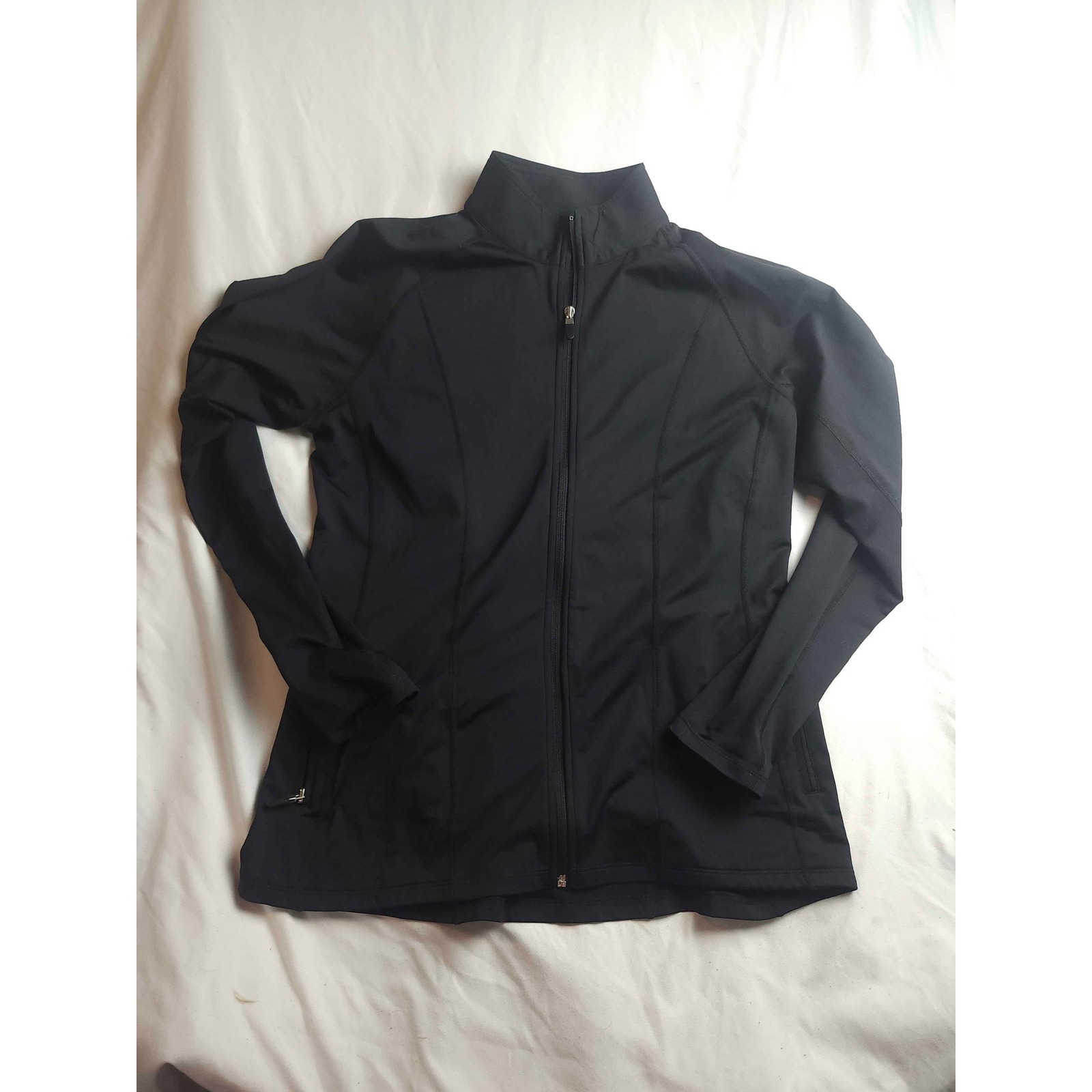 Bette & Court Womens Full Zip Golf Jacket Black Mock Neck Athletic Size M